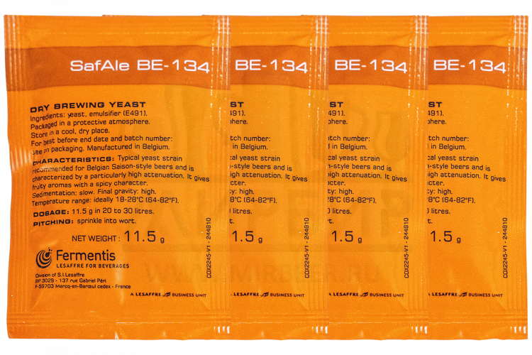 Комплект: Пивные дрожжи Fermentis "Safale BE-134", 11,5 г, 4 шт.
